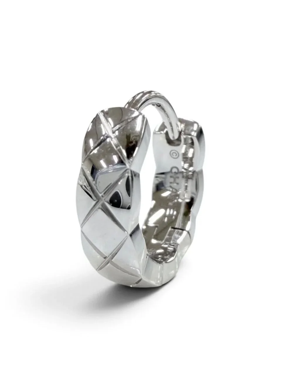 Chanel Coco Crush Collection Single Mini Hoop Earring White Gold